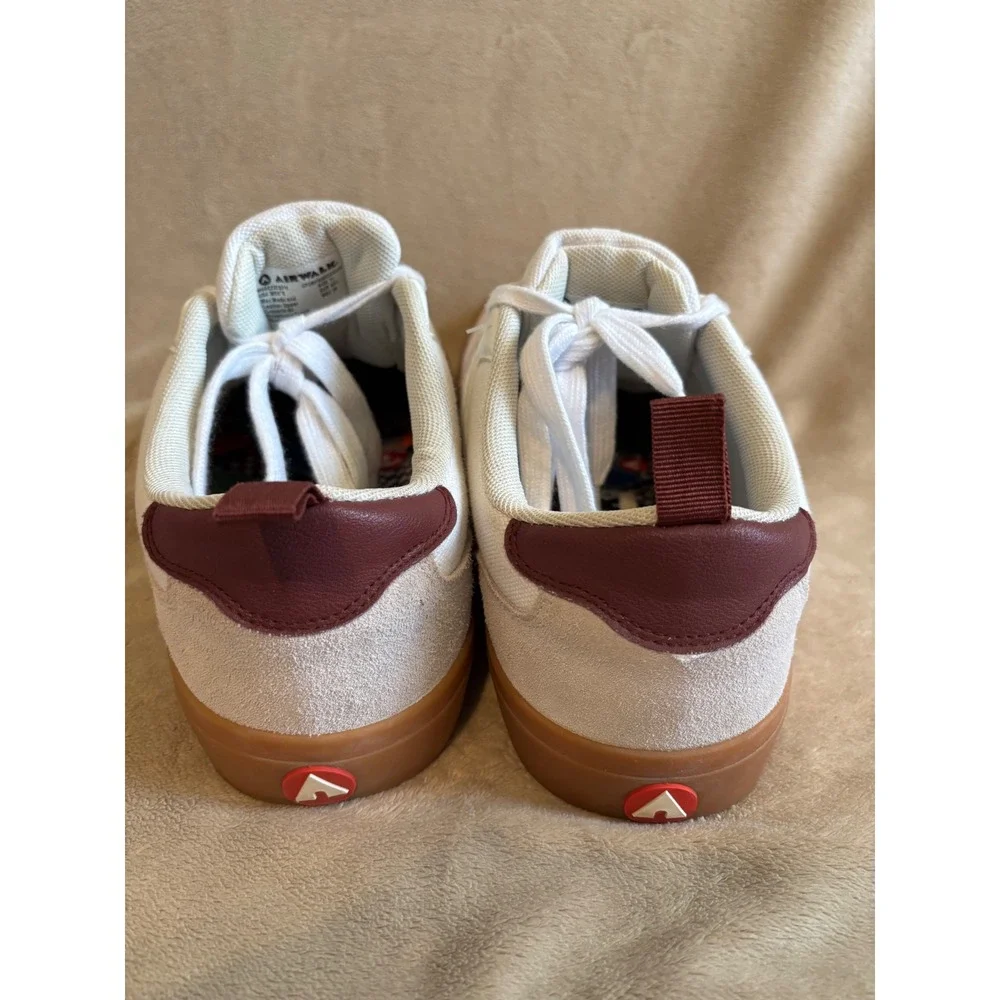Airwalk Mens White Suede Canvas Skate Shoes Gum Sole MNAK23E5014 Size 11